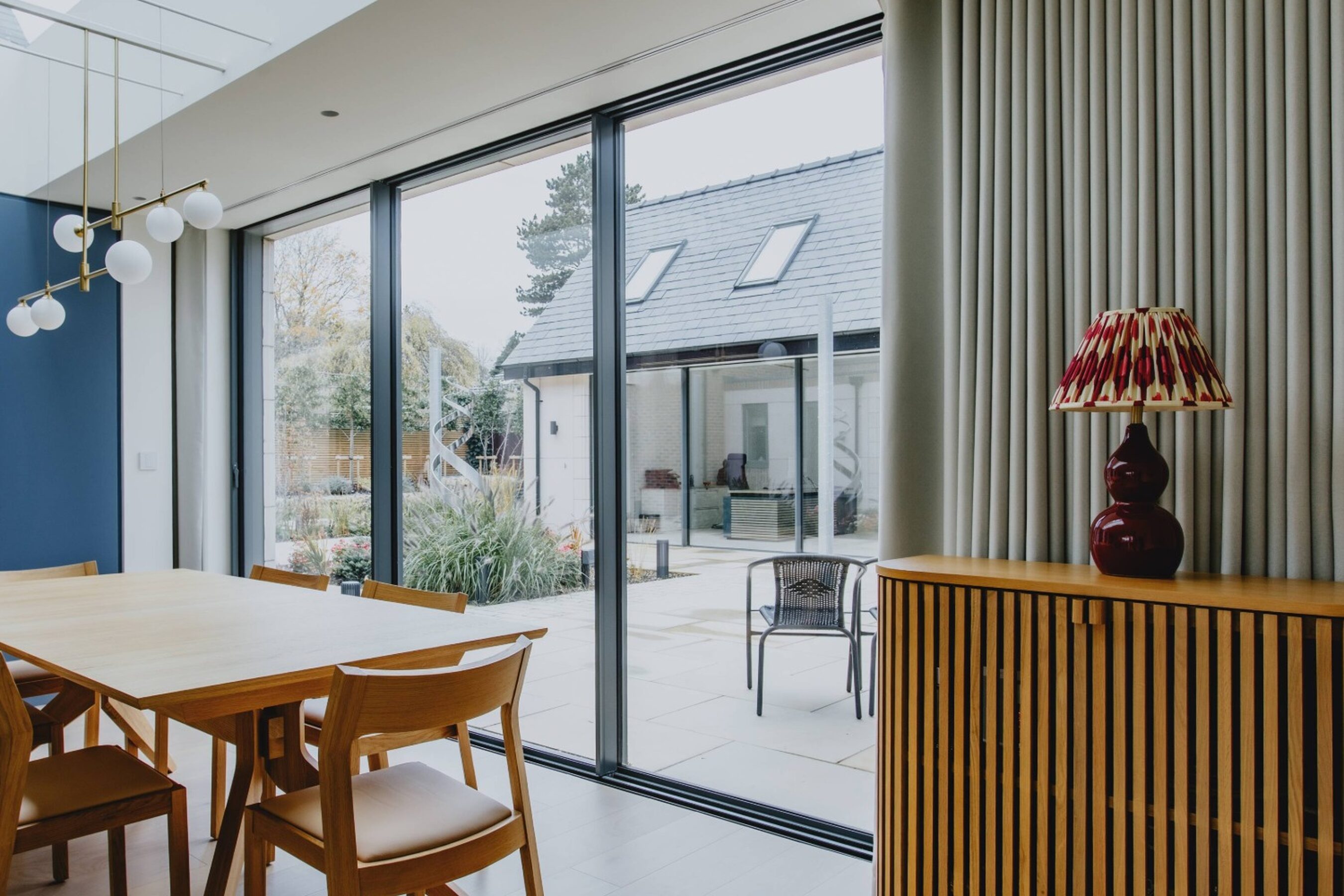 Dining Room View of Slim Sliding Glass Doors in Nottingham